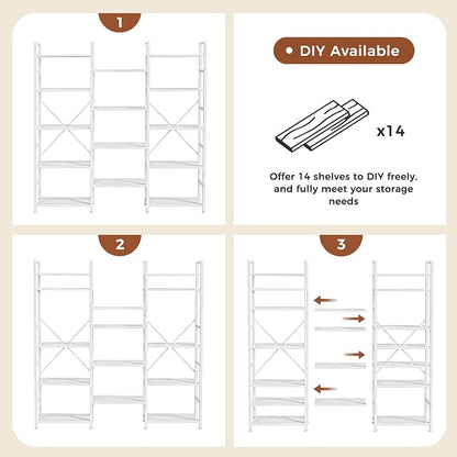 SUPERJARE Triple Bookshelf, Bookcase - Image 9