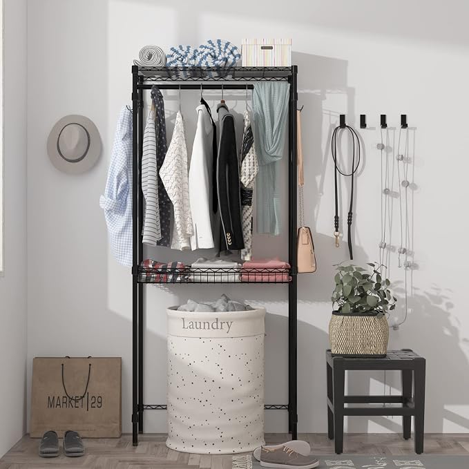 Xiofio Washer and Dryer Storage Shelf, Clothes Drying Rack, 2 Tier Adjustable - Image 4