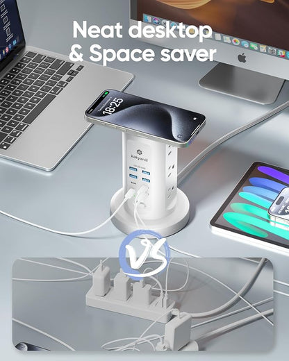 Kakyanill 30W USB Charging Station, Power Strip Tower, 9 AC Outlets - Image 5