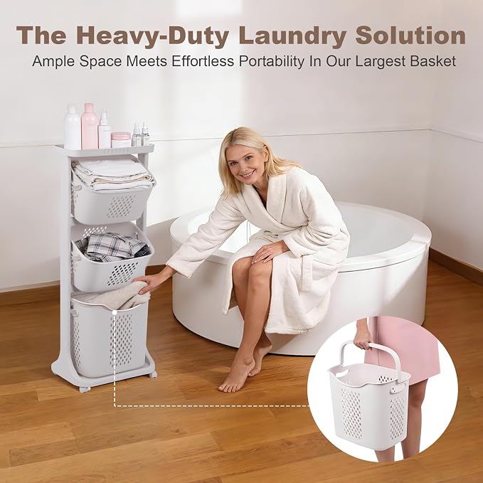 FAHKNS 3-Tier Laundry Hamper Sorter Cart - Image 6