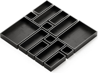 SpaceAid 14-Piece Bamboo Drawer Organizer Storage Boxes Set, Wood Tray Junk by SpaceAid