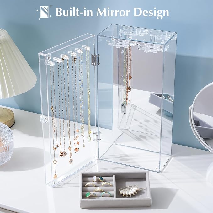 Lolalet Necklace Holder Organizer, Acrylic Jewelry Organizer - Image 4