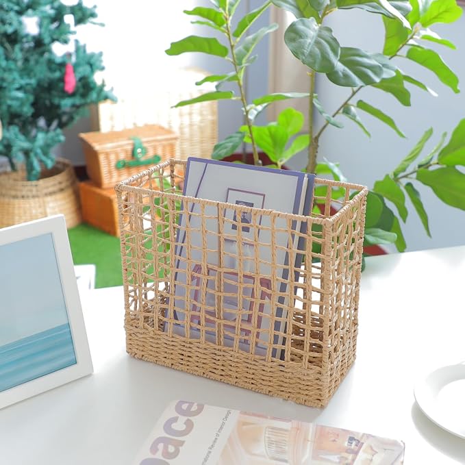 YRMT Magazine Holder Paper Rope Woven Storage Basket - Image 4