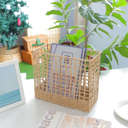 YRMT Magazine Holder Paper Rope Woven Storage Basket - Image 4