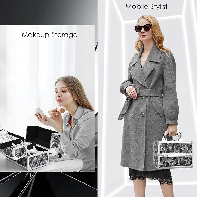 Joligrace Makeup Case Organizer Makeup Box Portable Cosmetic Train Case Hard - Image 7