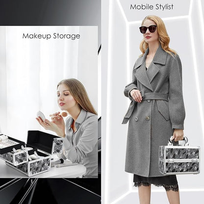 Joligrace Makeup Case Organizer Makeup Box Portable Cosmetic Train Case Hard - Image 7