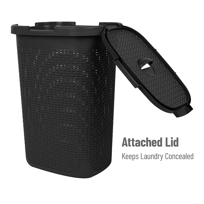 Mind Reader 60L Slim Laundry Hamper, Clothes Basket, Wicker Design, 17.65"L x - Image 5