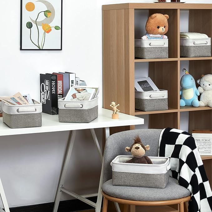 HNZIGE Small Organizer Bins for Shelf, Small Fabric Collapsible Baskets for - Image 5