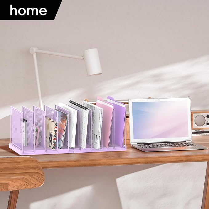 9-Section Desk File Organizer, Vertical File Holder, Mesh Desktop File Folder - Image 9