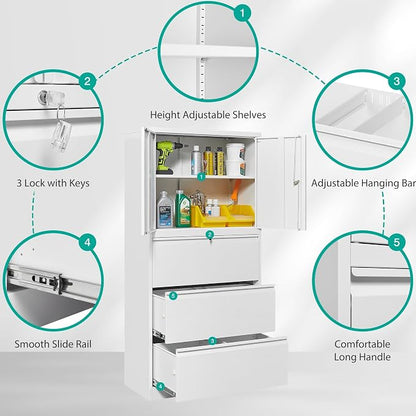 SISESOL 3 Drawer Lateral File Cabinet - Image 5