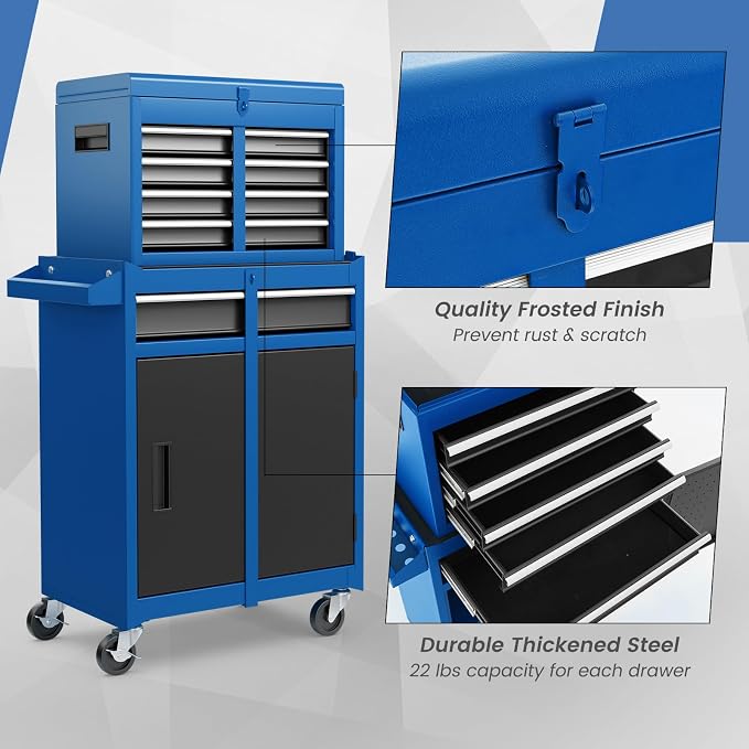 Goplus Rolling Tool Chest, 5-Drawer Tool Box Organizer w/Lockable Wheels & - Image 7