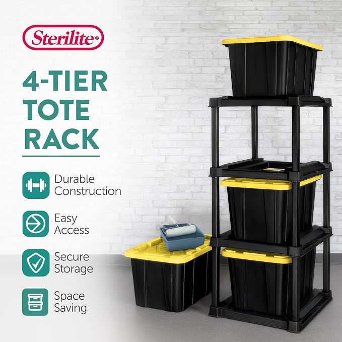 Sterilite 4 Tier Tote Rack, Vertical Plastic Organizer - Image 2