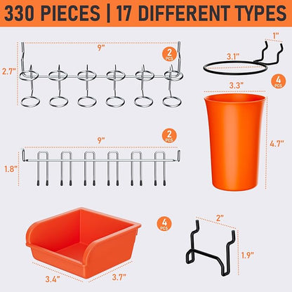 INCLY 280PCS Upgraded Pegboard Accessories Organizer Kit, Peg Board Hooks - Image 4