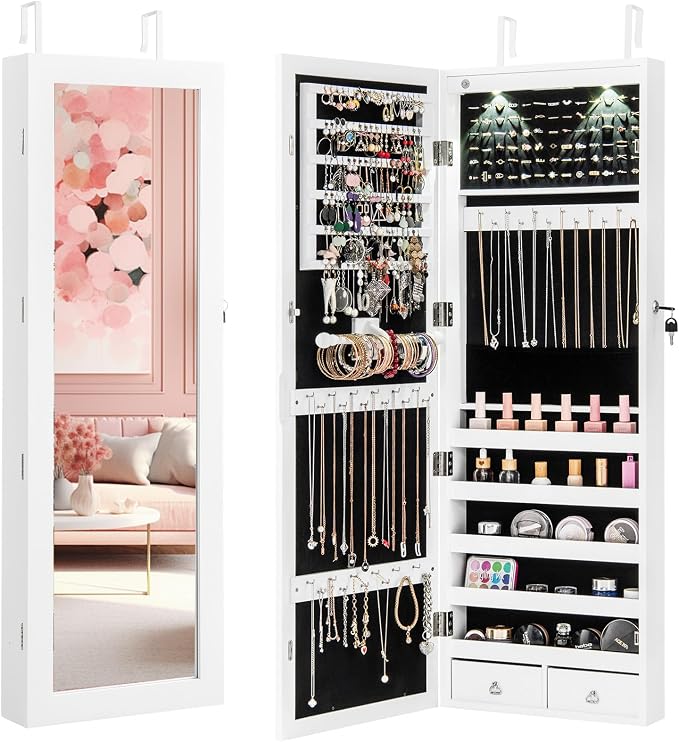 Giantex Jewelry Armoire Wall Door Mounted, Lockable Jewelry Cabinet by Giantex