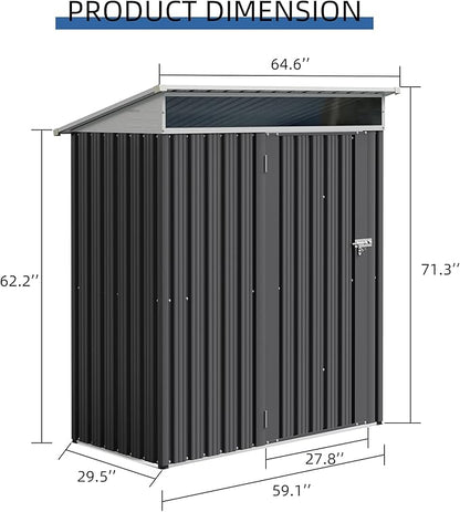 JYQAQA 5x3 FT Outdoor Garden Storage Shed, Waterproof Metal Garden Sheds - Image 2