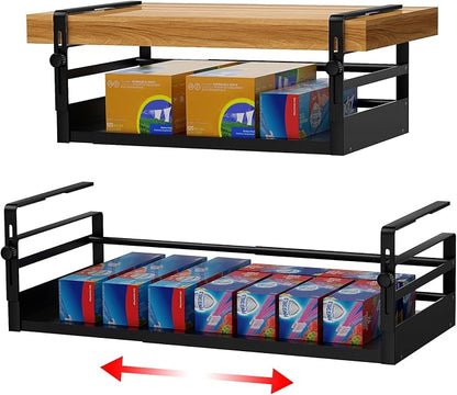 2Pack Under Shelf Basket Organizer, Adjustable Under Cabinet Shelf Storage by AmonHouseware