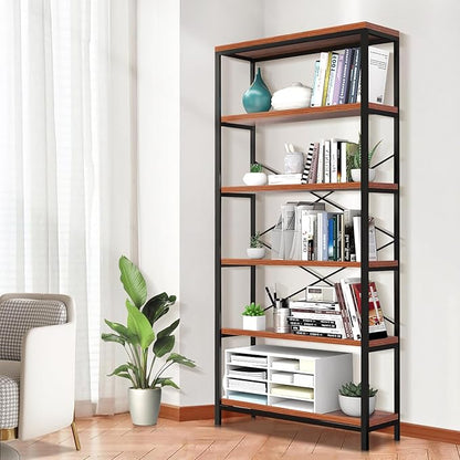 Himimi 6 Tier Industrial Bookshelf, Vintage Standing Storage Shelf, Display - Image 4