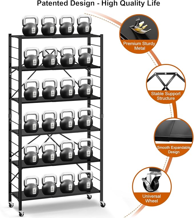 Himix 6 Tier Foldable Storage Shelves, Expandable Folding Bookshelf - Image 6