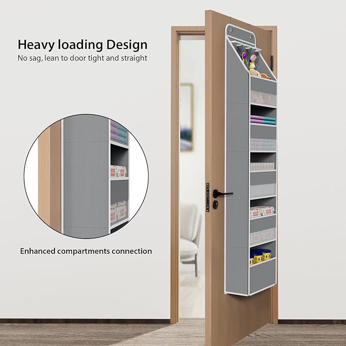 Univivi 6-Shelf Over Door Hanging Organizer Fabric Baby Door Storage - Image 2