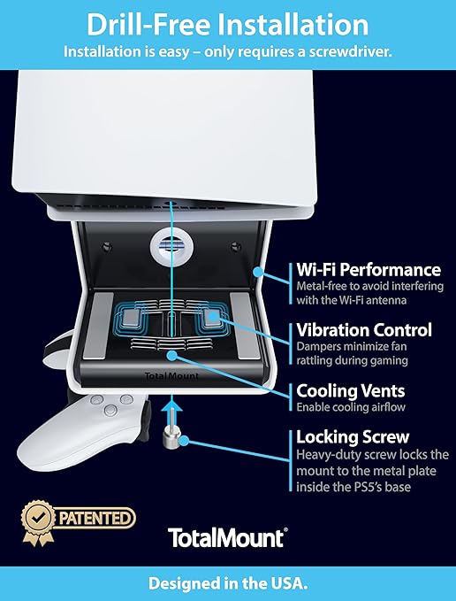 TotalMount Wall Mount for All PS5 Models – Bonus: Holds Two Controllers - Image 4
