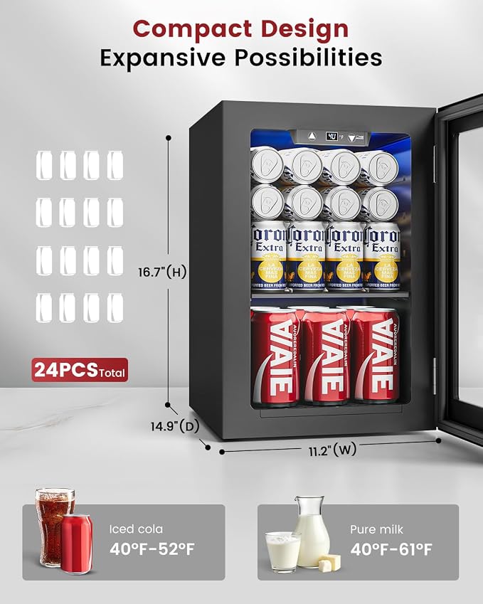 24 Cans Beverage Refrigerator Cooler - Image 2