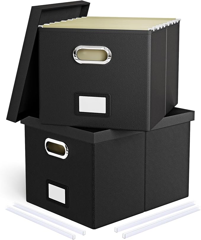 2 Pack File Storage Organizer Box, Portable Filing - Image 8