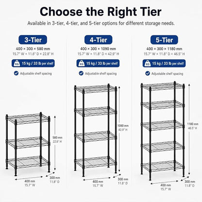 5 Tier Storage Shelves, Metal Wire Shelving Unit, Heavy Duty Adjustable Shelf - Image 2