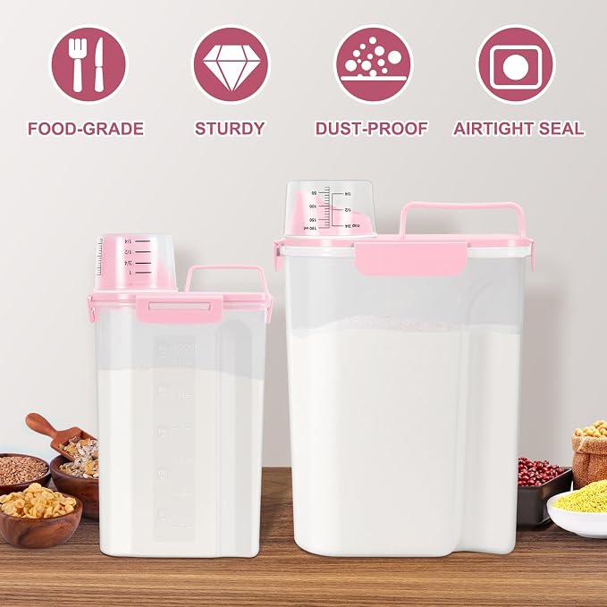 TBMax 2 Pack Airtight Rice Container 5 Lbs +10 Lbs, Cereal Container Oatmeal - Image 4