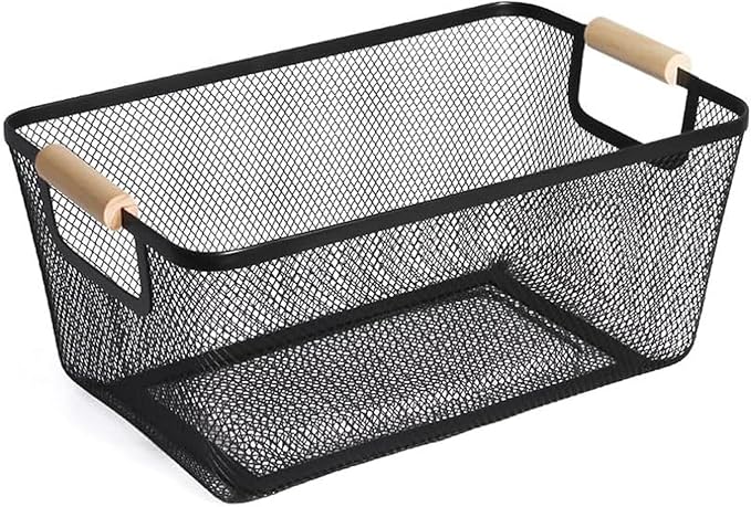 AJIODA Metal Mesh Steel Basket, Medium Wire Storage Organizer Basket by AJIODA