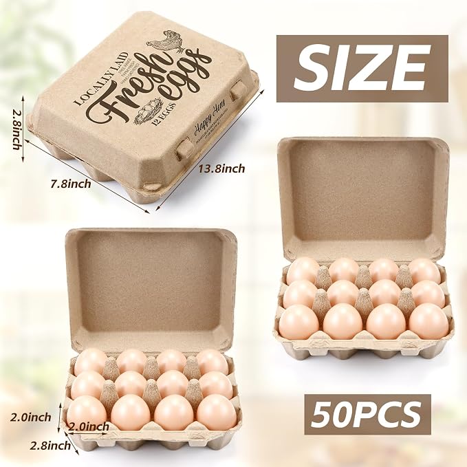 Zhanmai 50 Pcs Natural Paper Pulp Egg Cartons Blank Bulk 12 Count Dozen Vintage - Image 2