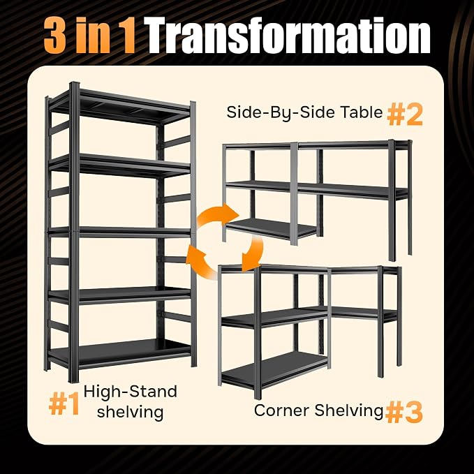 71''H Garage Shelving Heavy Duty 5-Tier Adjustable Storage Shelves Unit - Image 7