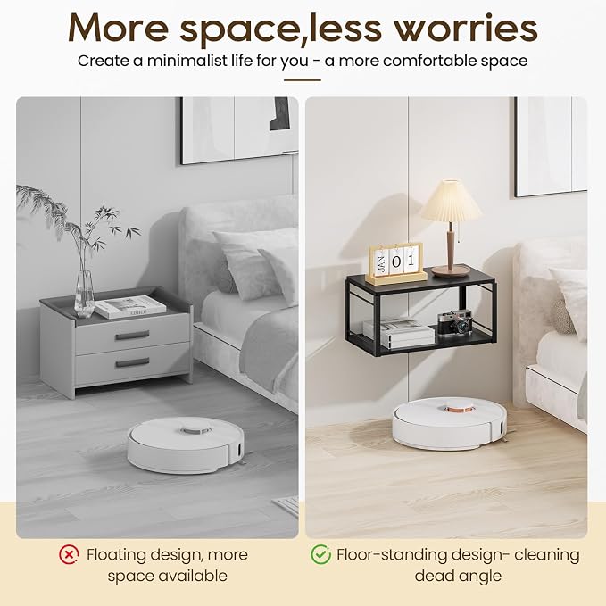 Floating Nightstand Set of 2, Wood Bedside Shelf Wall Mounted Nightstand - Image 5