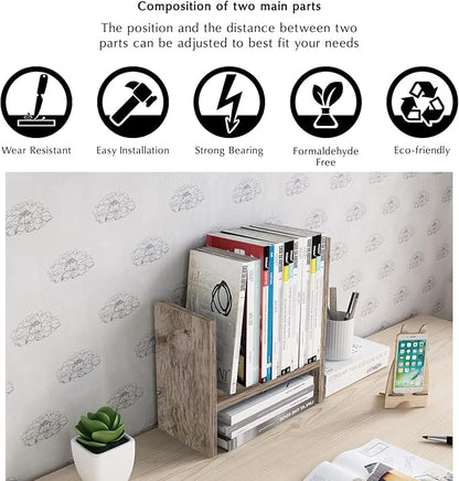 Jerry & Maggie Desktop Organizer Office Storage Rack Adjustable Wood Display - Image 9