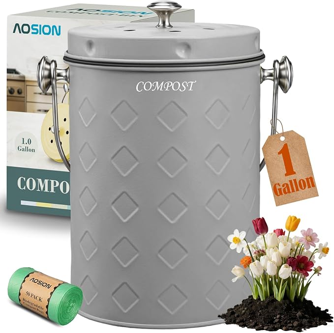 AOSION Countertop Compost Bin Kitchen, Odorless Indoor Compost Bin by AOSIONUSA