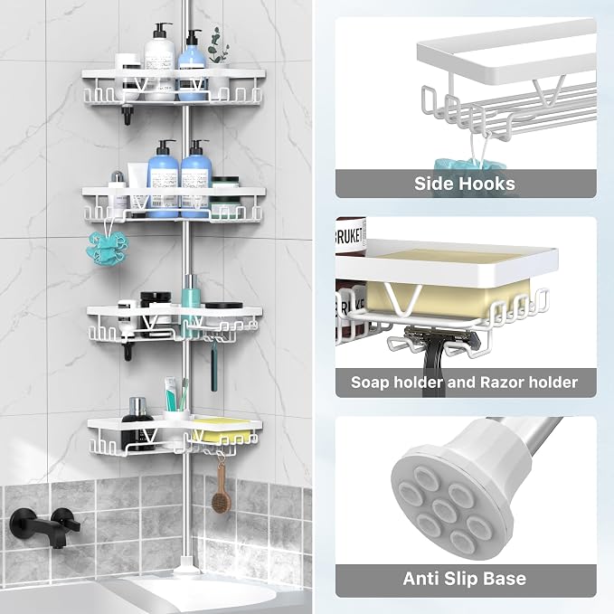 DAOYA Shower Caddy Tension Pole Corner - Image 6