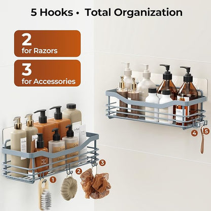 Orimade Shower Caddy Basket Shelf Storage Rack, No Drilling Wall Mounted - Image 5