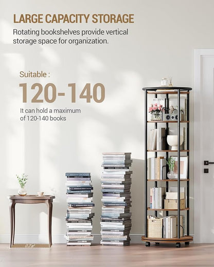 Hzuaneri Rotating Bookshelf, 360° Spinning Bookshelf Tower, Round Book Shelf | - Image 4