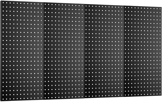 Pegboard Wall Organizer 4 PCS 24" x 12" Black Peg Board Metal Pegboard Panels by Unknown