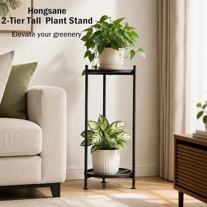 Plant Stand Indoor Outdoor, 2 Tier 30" Tall Metal Plant Stands, Heavy Duty - Image 2