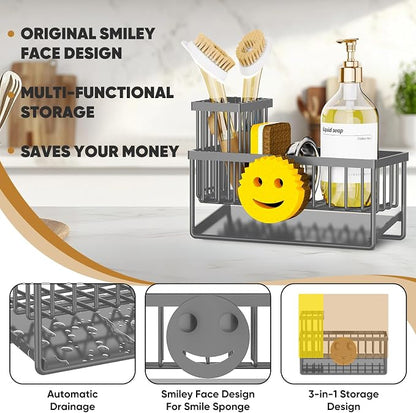 Sponge Holder for Kitchen Sink, Smiley Face Sink Caddy - Image 3