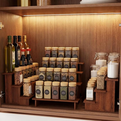 Nuanchu 3 Pack Multi-tiered Wood Spice Organizer, Tiered Display Riser - Image 5