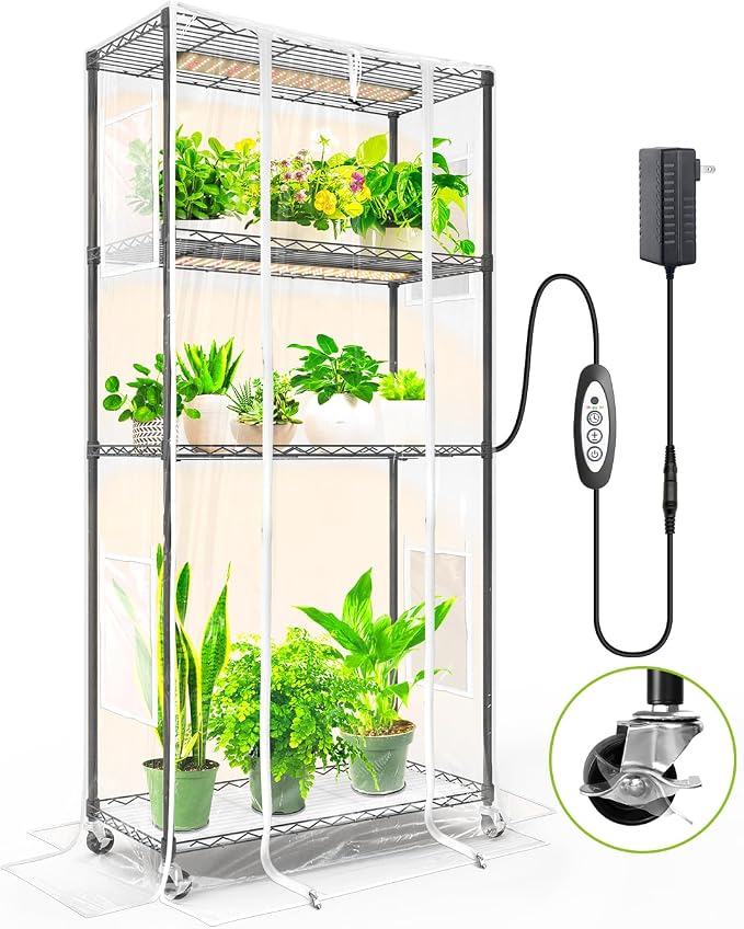 Indoor Greenhouse with Grow Light and Shelves by SpeePlant