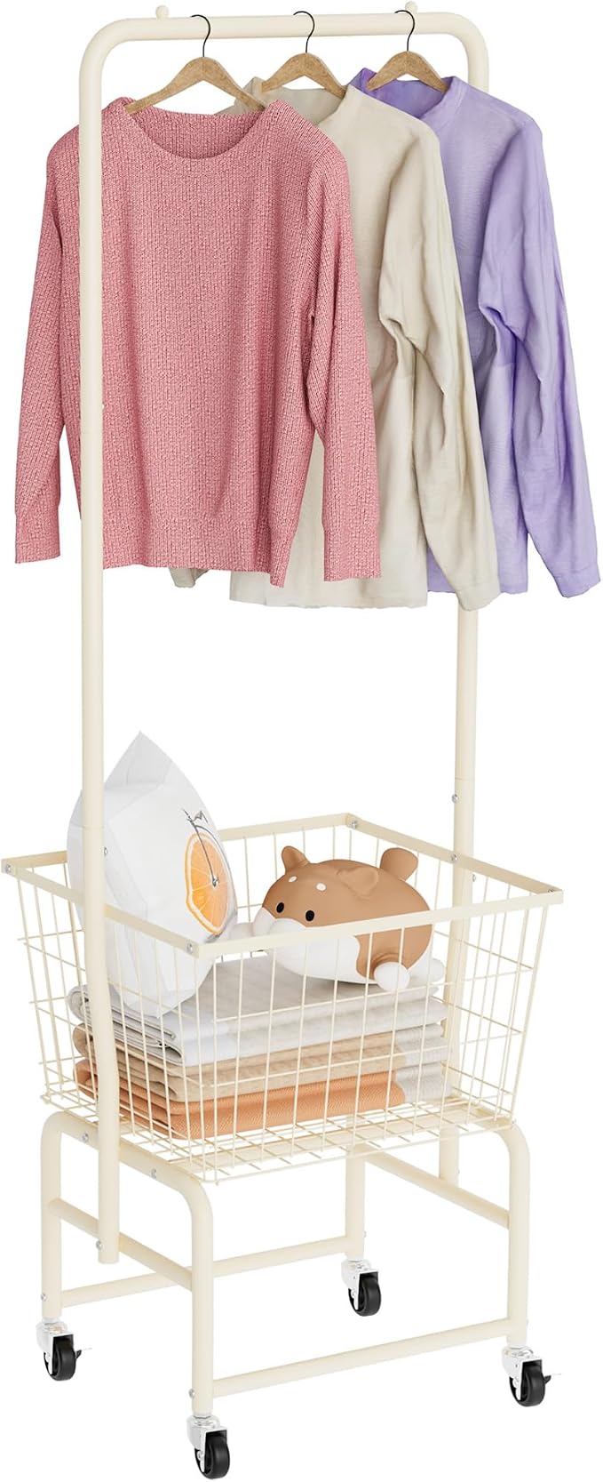 Rolling Laundry Cart with Wheels, Laundry Hamper Basket Organizer with Clothes by Unknown