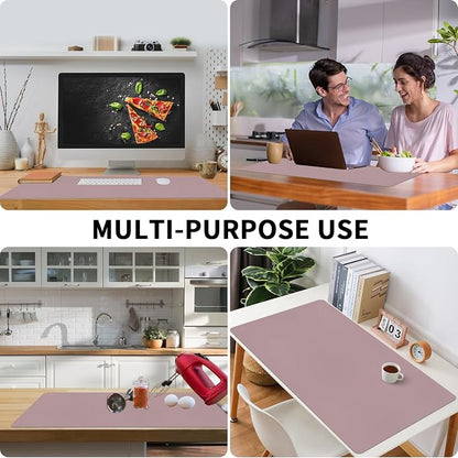 Bloss Pink Desk Mat, Large Mouse Pad, Non-Slip Desk Protector Mat, Leather Desk - Image 5