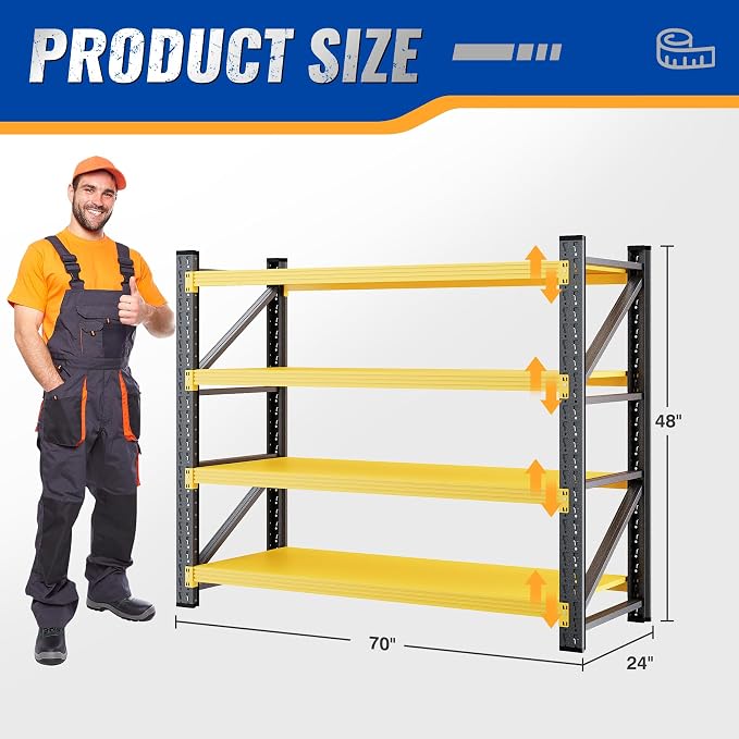 BYBYNSOE 48" W Storage Shelves 3000lbs Garage Metal Shelving Heavy Duty Garage - Image 2