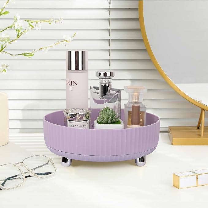 Anyoifax Makeup Perfume Organizer Tray 360 Degree Rotating Lazy Susan Skincare - Image 2