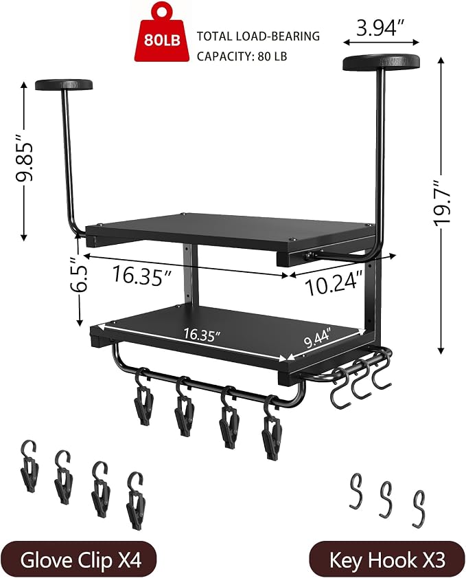 Motorcycle Helmet Holder Wall Mount, 2-Tier Helmet Rack - Image 6