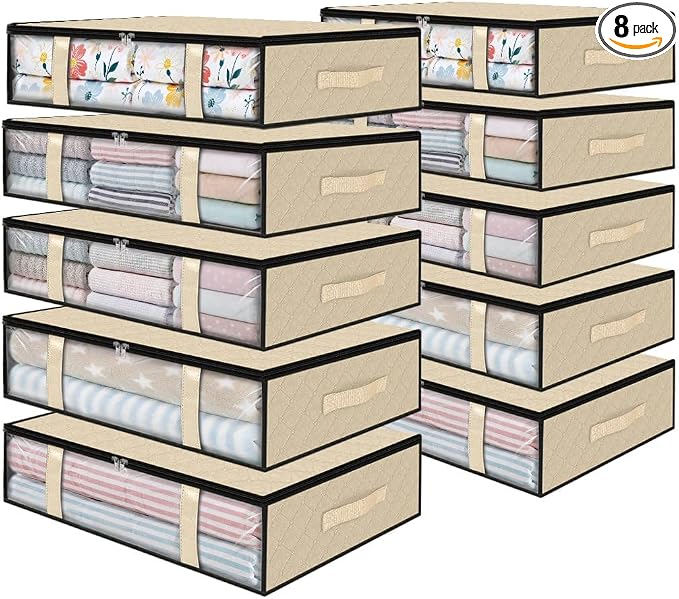 StorageRight Under Bed Storage Bags 8 Pack, 40L Large Clothes & Comforter by StorageRight