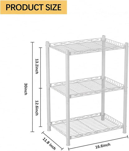 VETALLO 3 Tier White Wire Metal Shelving Unit | Storage Rack, Utility Corner - Image 3