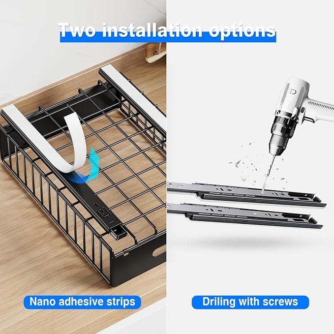 Mustorn 2 Pack Pull Out Cabinet Organizer, Slide Out Drawers - Image 5